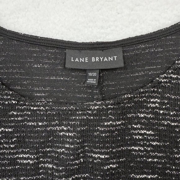 Lane Bryant Hi Lo Dress Tie Waist Stretch Tweed Short Sleeve Black Size 18/20 - Picture 4 of 8